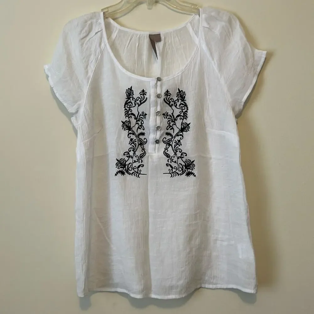 Brina & EM Black Embroidery Blouse Size PM - Picture 1 of 6